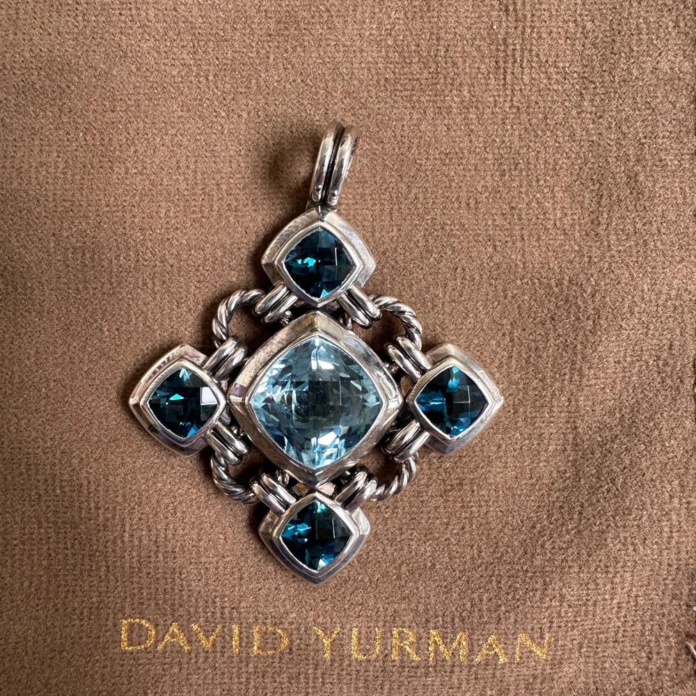 David Yurman Sterling Silver Pendant with Sky Blue Topaz